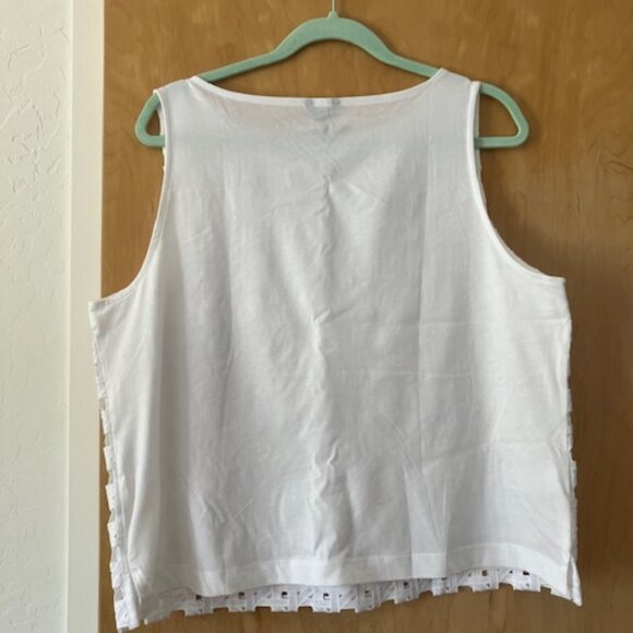Ann Taylor White Eyelet Sleeveless Top - Picture 3 of 5